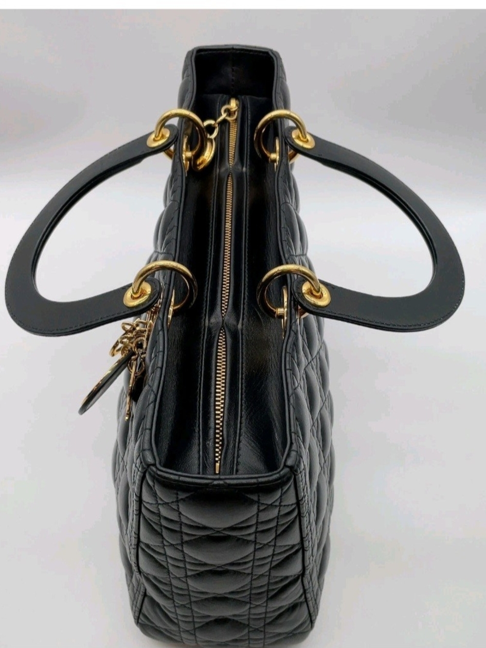 Dior Black Quilted Leather Lady Dior Top-Handle Bag - Picture 4 of 16